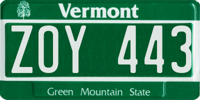 VT license plate ZOY443