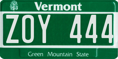 VT license plate ZOY444
