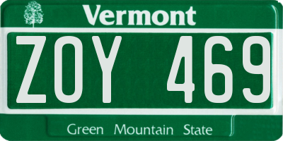 VT license plate ZOY469