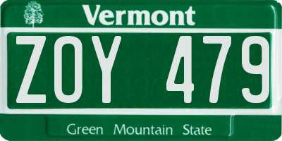 VT license plate ZOY479