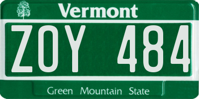 VT license plate ZOY484