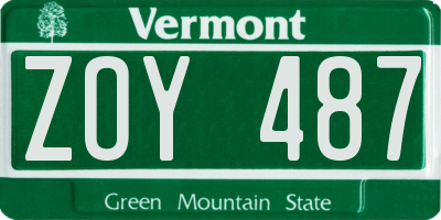 VT license plate ZOY487