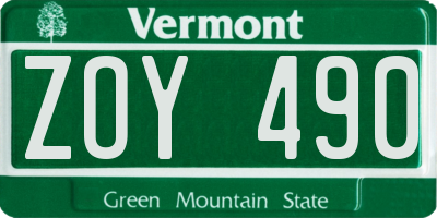 VT license plate ZOY490