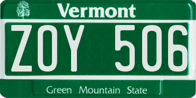 VT license plate ZOY506