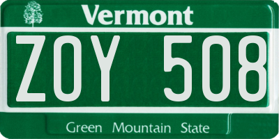 VT license plate ZOY508