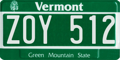 VT license plate ZOY512