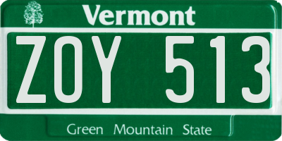 VT license plate ZOY513