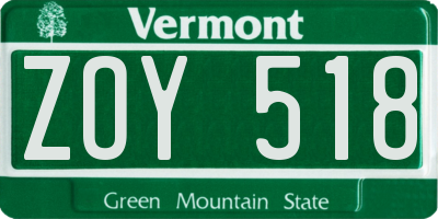 VT license plate ZOY518