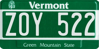 VT license plate ZOY522