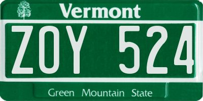 VT license plate ZOY524