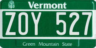 VT license plate ZOY527