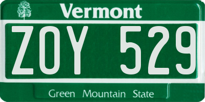 VT license plate ZOY529