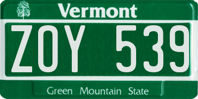VT license plate ZOY539