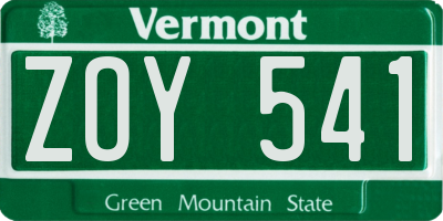 VT license plate ZOY541