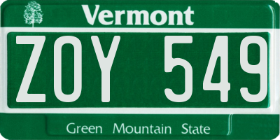 VT license plate ZOY549