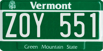 VT license plate ZOY551