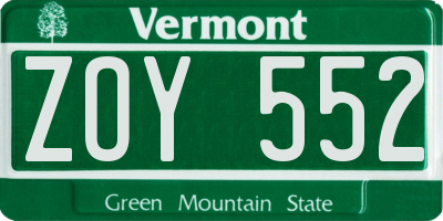 VT license plate ZOY552