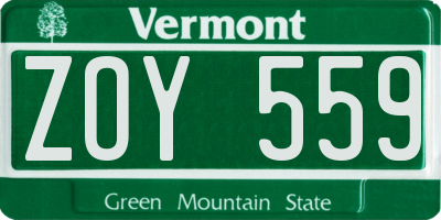 VT license plate ZOY559