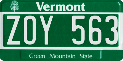 VT license plate ZOY563