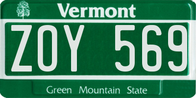 VT license plate ZOY569