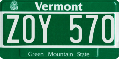 VT license plate ZOY570