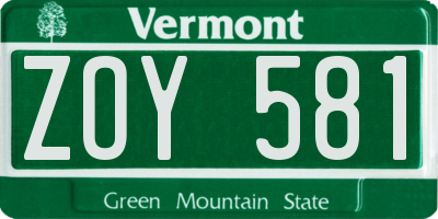 VT license plate ZOY581