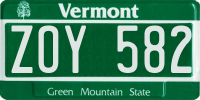 VT license plate ZOY582