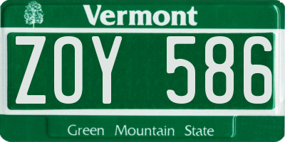 VT license plate ZOY586