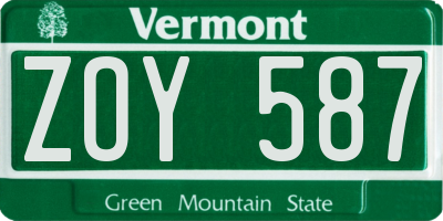 VT license plate ZOY587