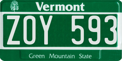 VT license plate ZOY593