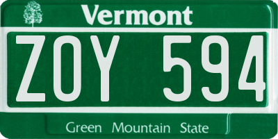 VT license plate ZOY594