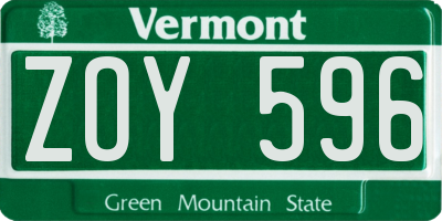 VT license plate ZOY596