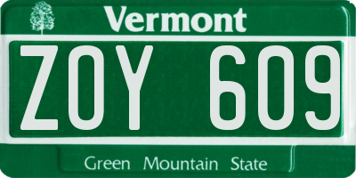 VT license plate ZOY609