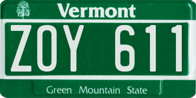 VT license plate ZOY611
