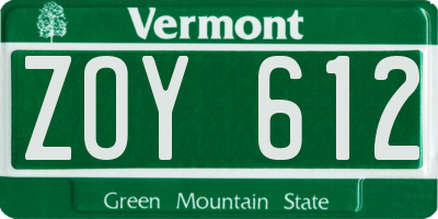 VT license plate ZOY612