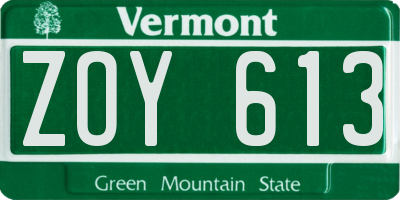 VT license plate ZOY613