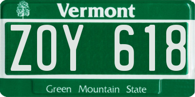 VT license plate ZOY618