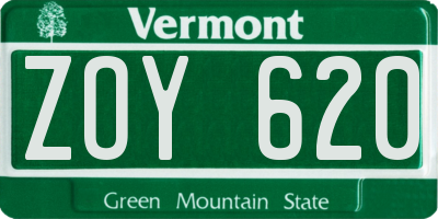 VT license plate ZOY620