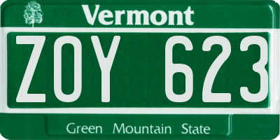 VT license plate ZOY623