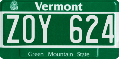 VT license plate ZOY624