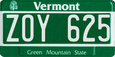 VT license plate ZOY625