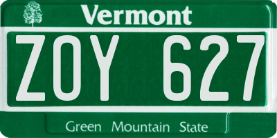 VT license plate ZOY627