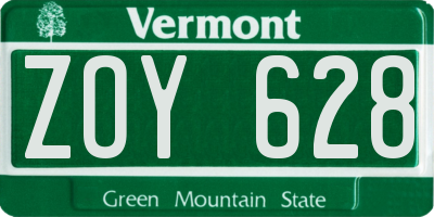 VT license plate ZOY628