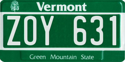 VT license plate ZOY631