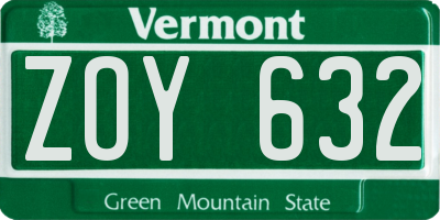 VT license plate ZOY632