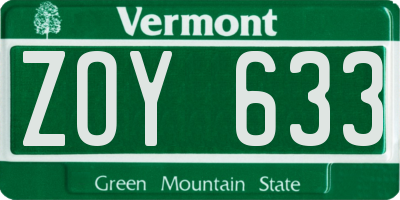 VT license plate ZOY633
