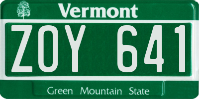 VT license plate ZOY641