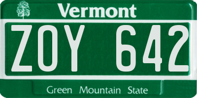 VT license plate ZOY642