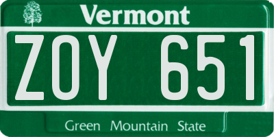 VT license plate ZOY651