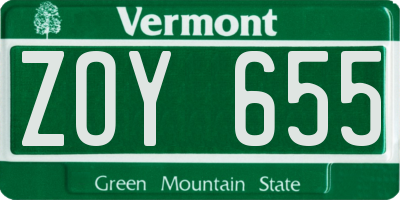 VT license plate ZOY655